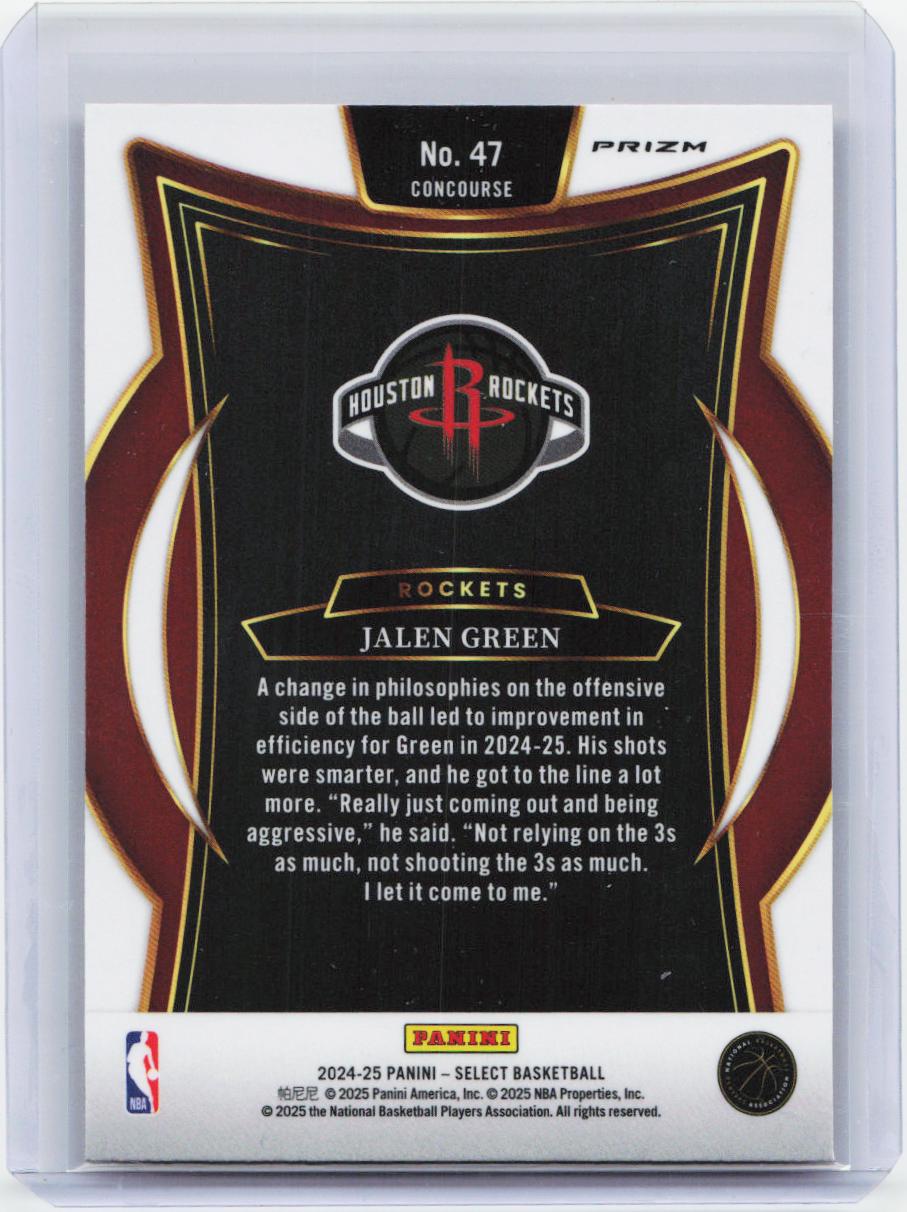 2024-25 Panini Select #47 Jalen Green Orange Flash Prizm