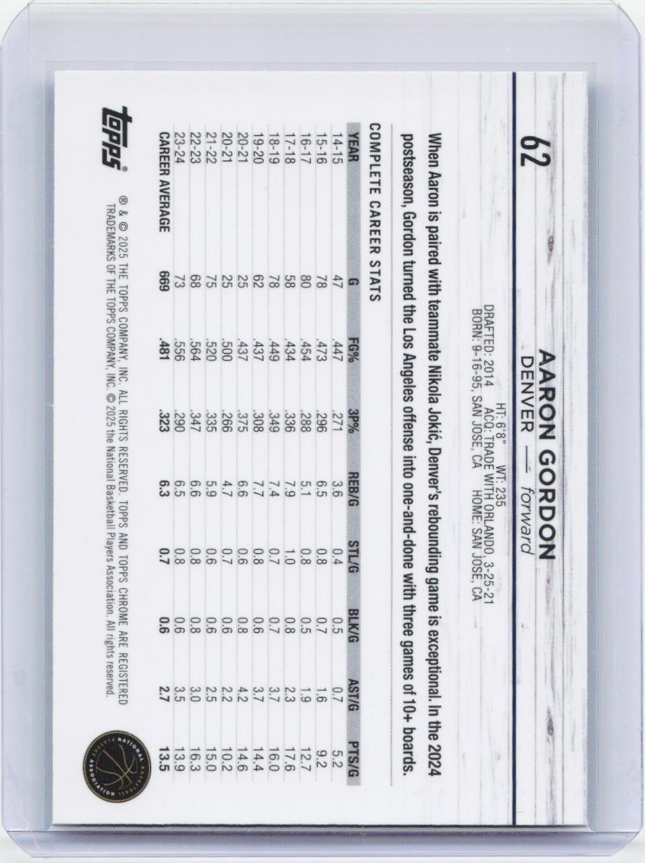 2024-25 Topps Chrome #62 Aaron Gordon