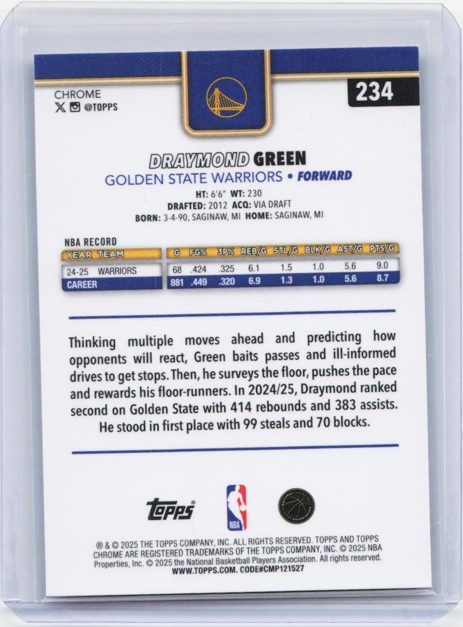 2025-26 Topps Chrome #234 Draymond Green X-Fractor