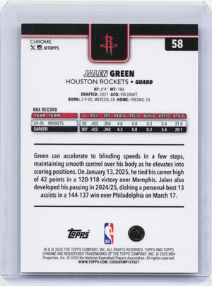 2025-26 Topps Chrome #58 Jalen Green X-Fractor