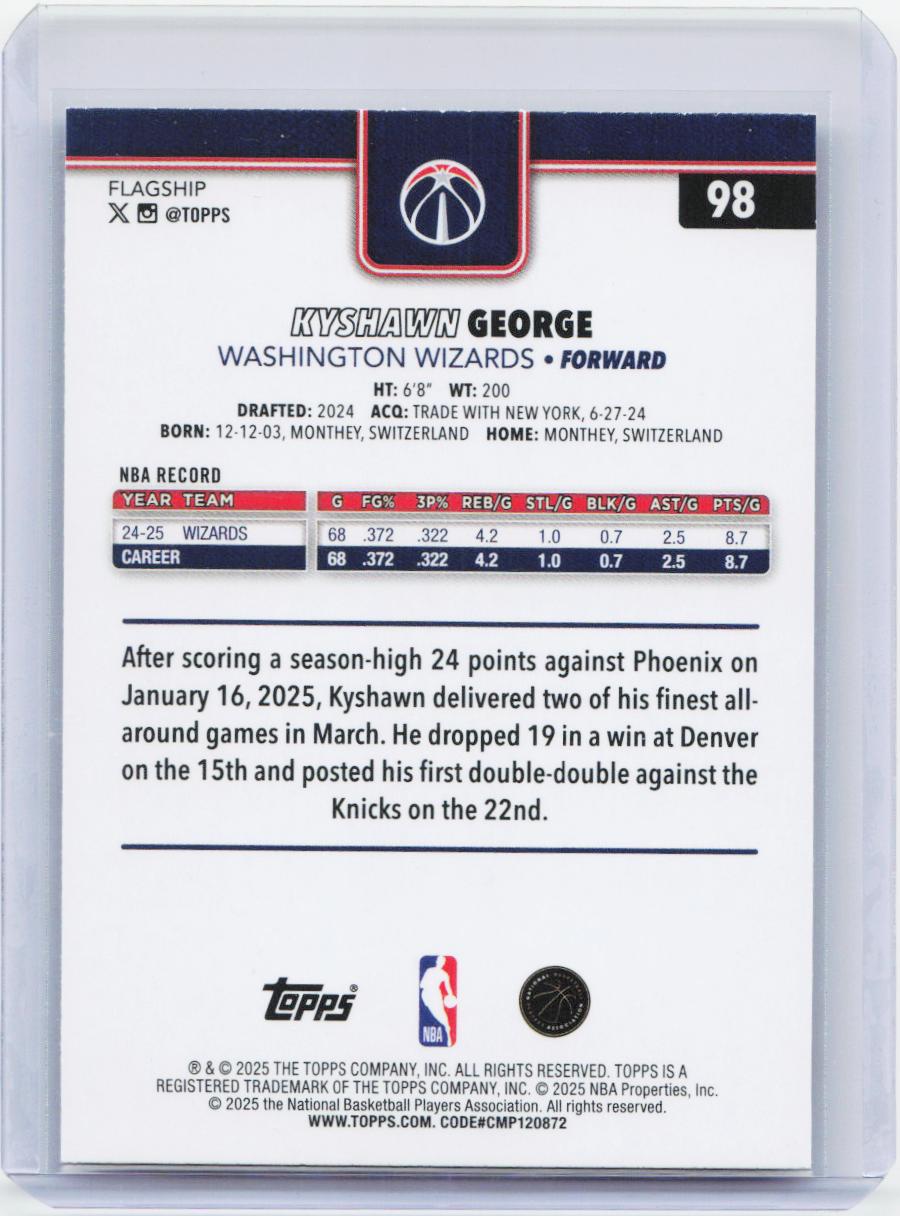 2025-26 Topps #98 Kyshawn George Diamante
