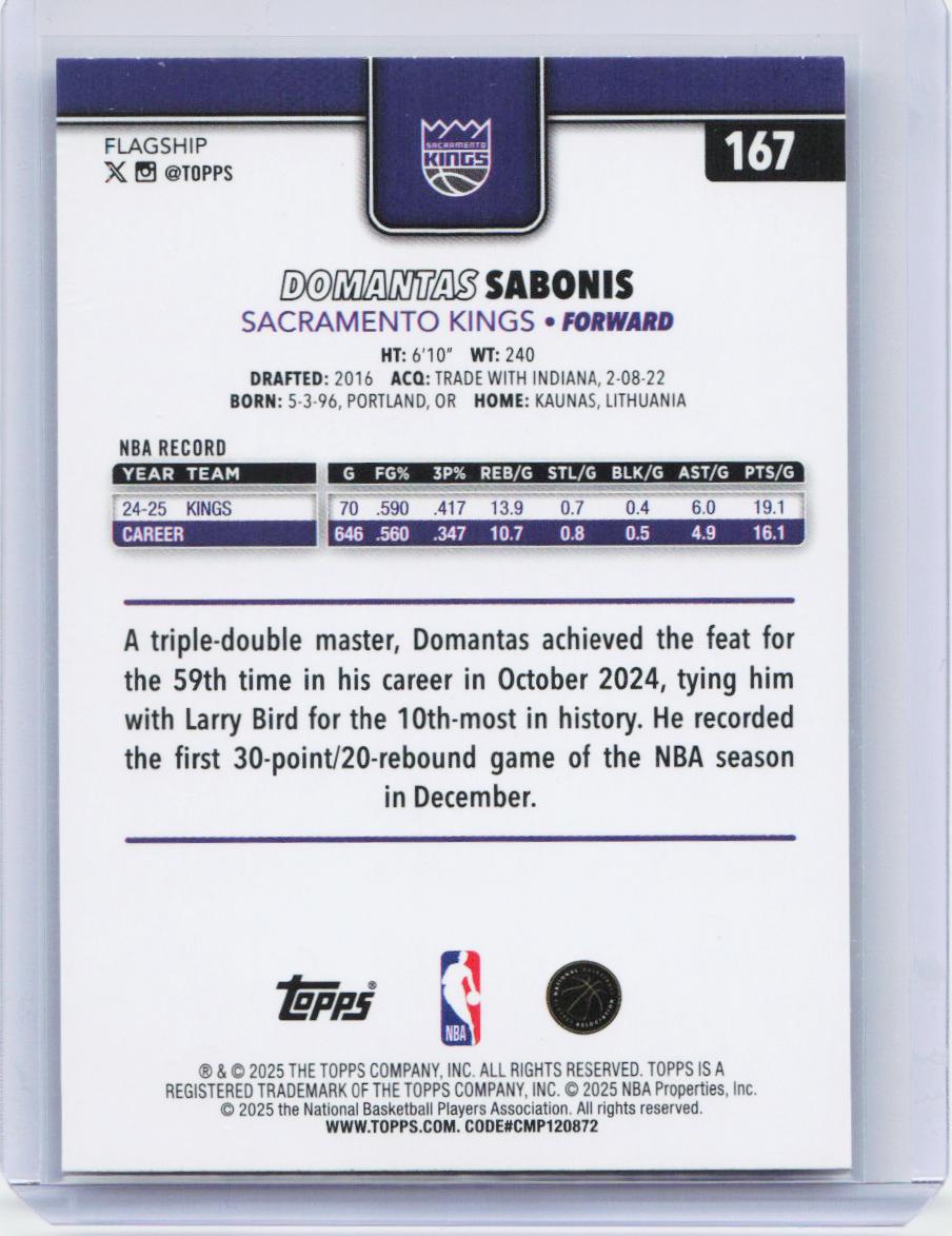 2025-26 Topps #167 Domantas Sabonis Diamante