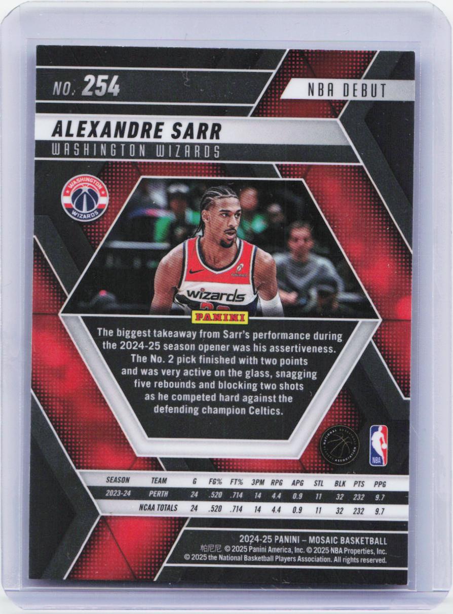 2024-25 Panini Mosaic #254 Alexandre Sarr
