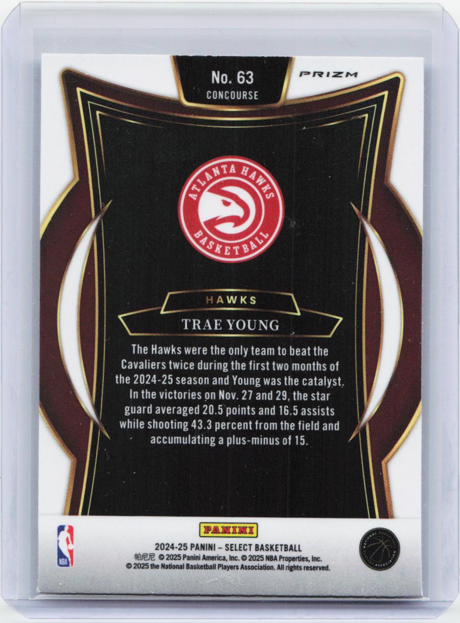 2024-25 Panini Select #63 Trae Young Tectonic Prizm