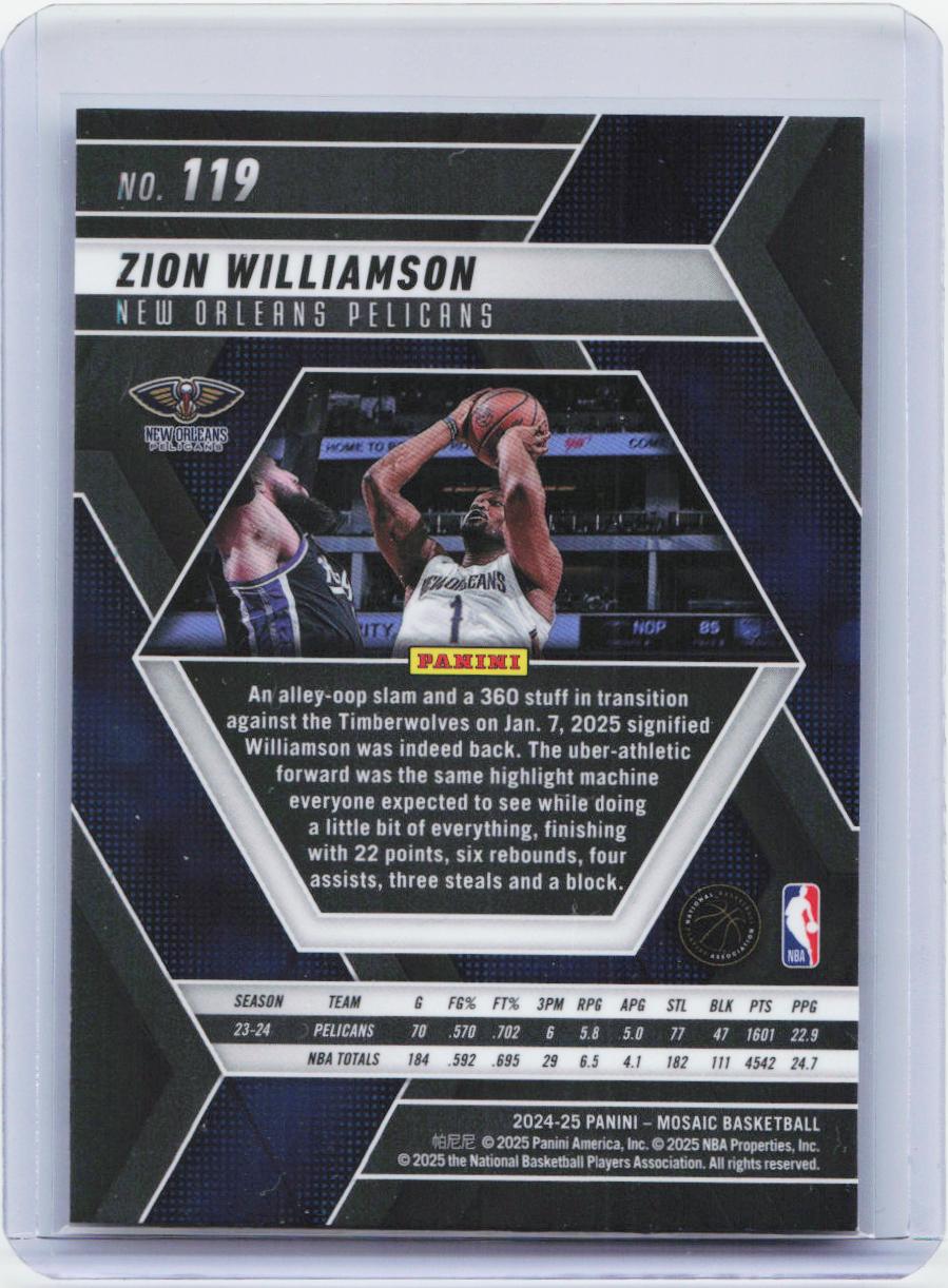 2024-25 Panini Mosaic #119 Zion Williamson