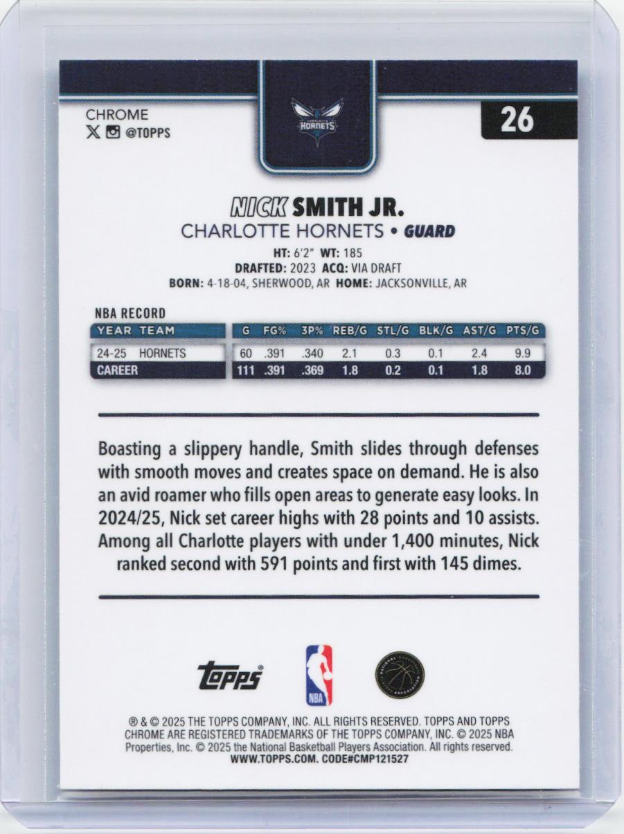2025-26 Topps Chrome #26 Nick Smith Jr. X-Fractor