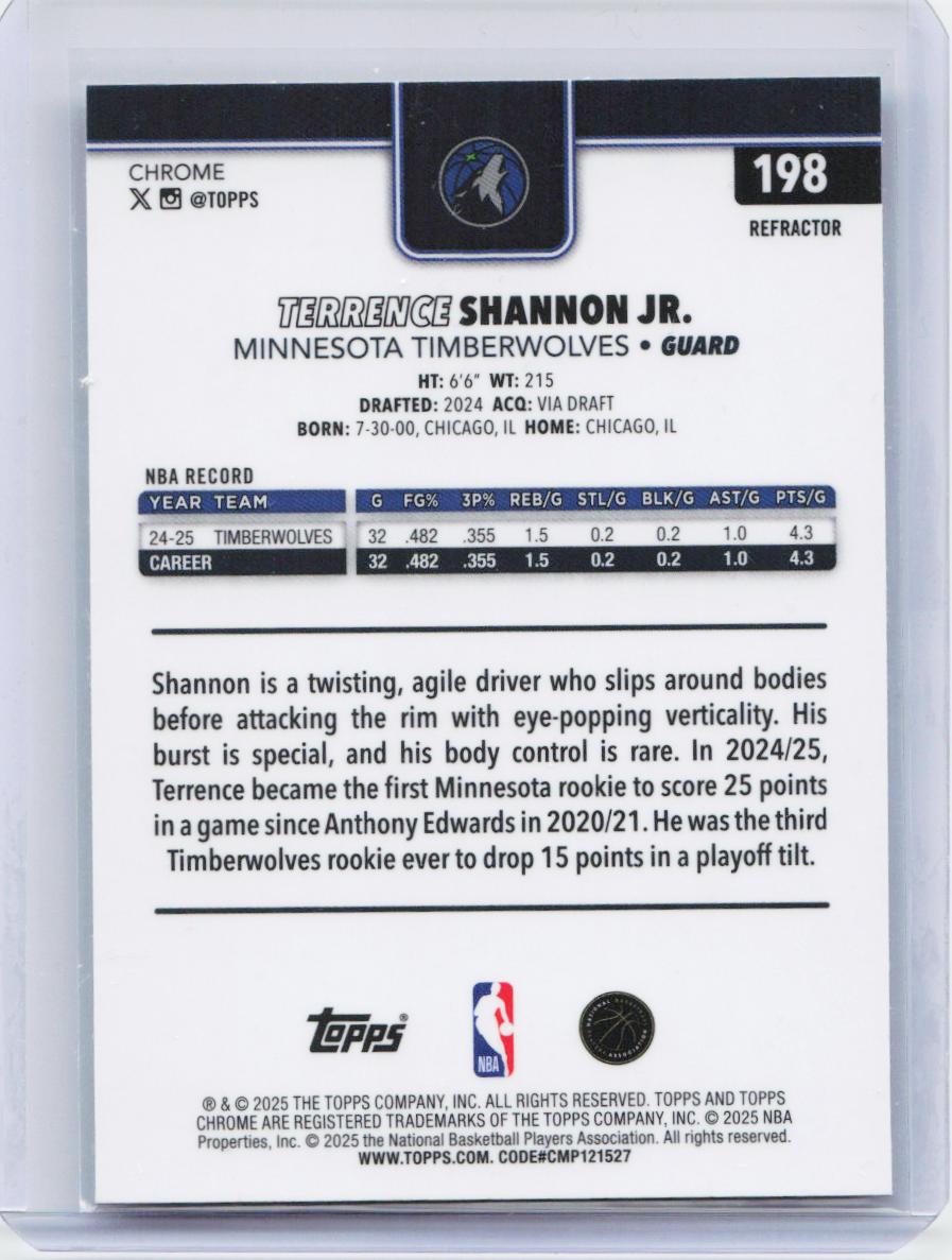 2025-26 Topps Chrome #198 Terrence Shannon Jr. Refractor