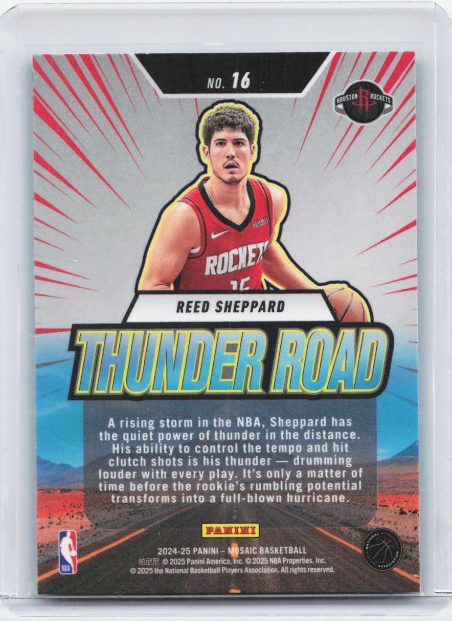 2024-25 Panini Mosaic #16 Reed Sheppard Thunder Road