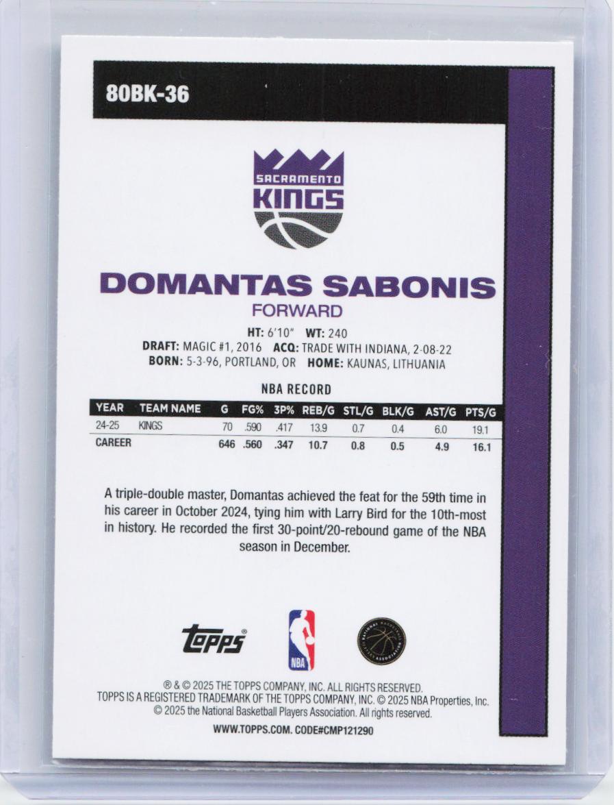 2025-26 Topps #80BK-36 Domantas Sabonis 1980-81 Topps Basketball