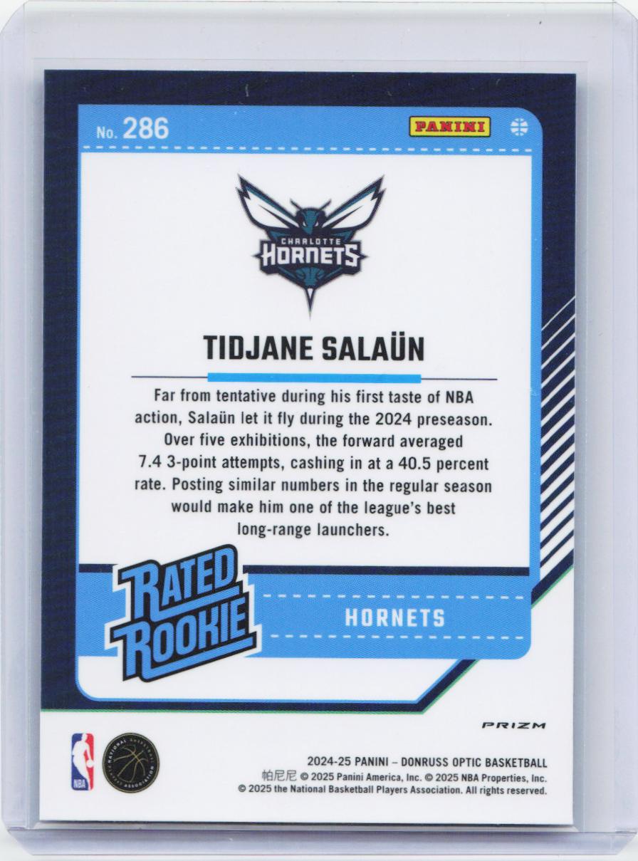 2024-25 Donruss Optic #286 Tidjane Salaun Purple