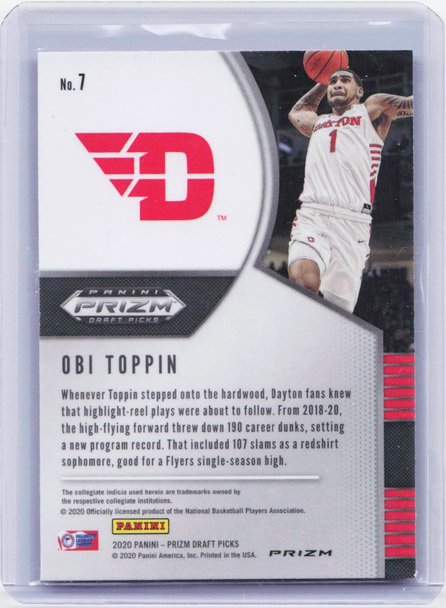 2020 Panini Prizm Draft Picks Collegiate #7 Obi Toppin Pink Ice