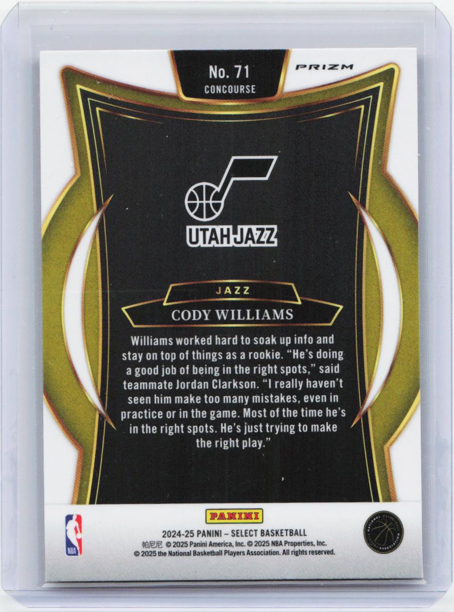 2024-25 Panini Select #71 Cody Williams Orange Flash Prizm