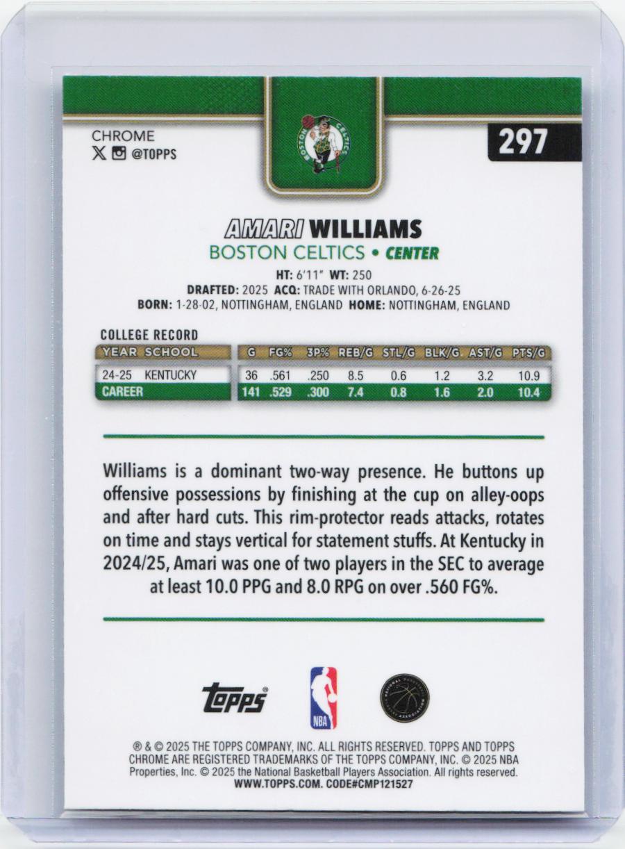 2025-26 Topps Chrome #297 Amari Williams