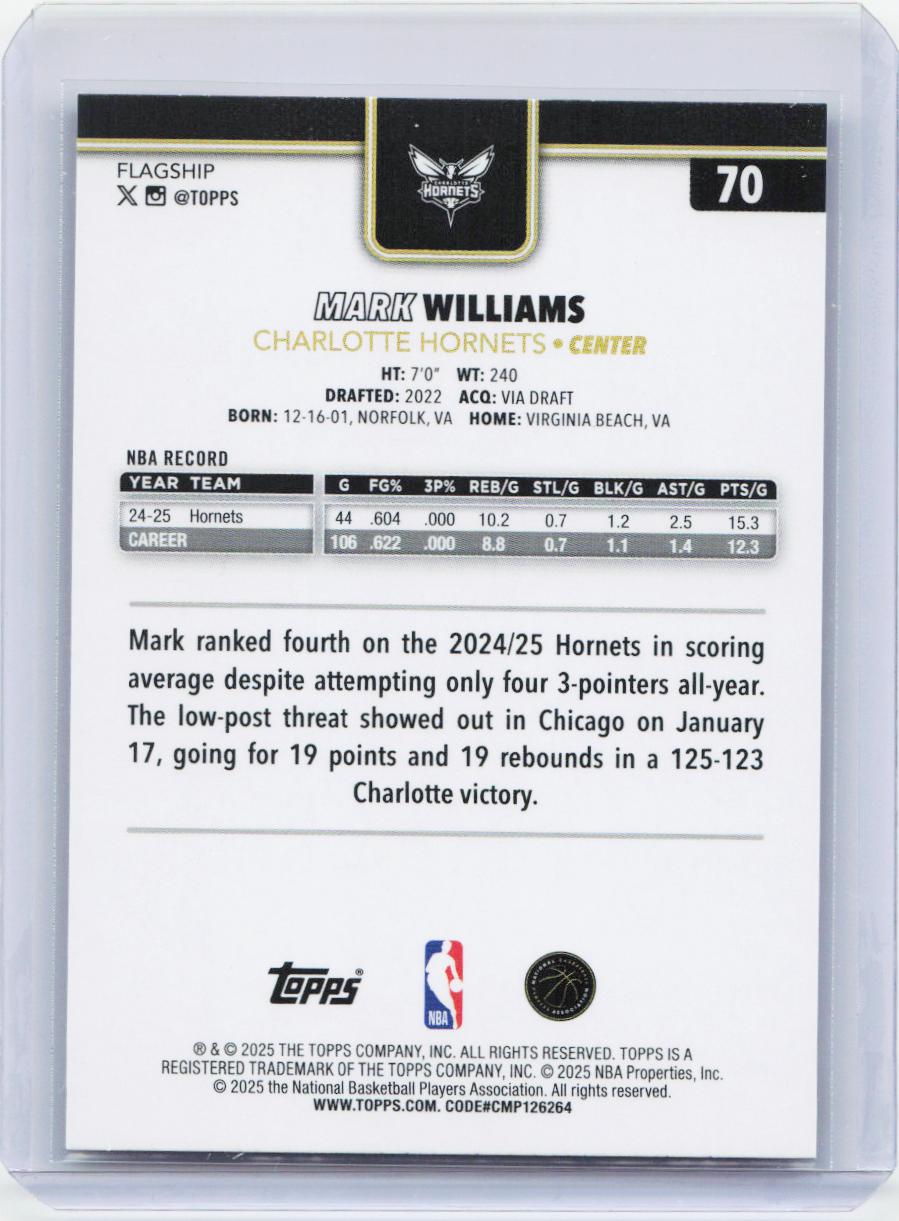 2025-26 Topps #70 Mark Williams Blackout