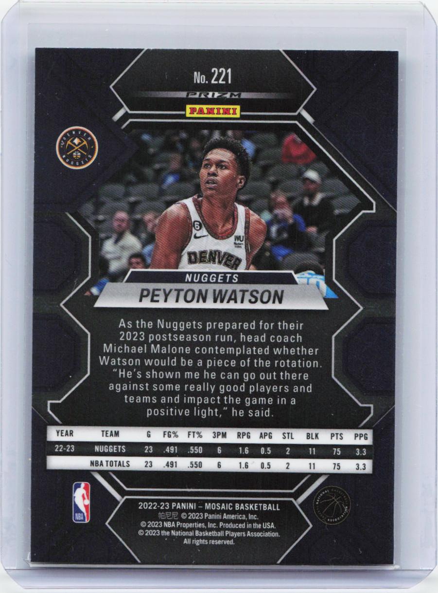 2022-23 Panini Mosaic #221 Peyton Watson Green