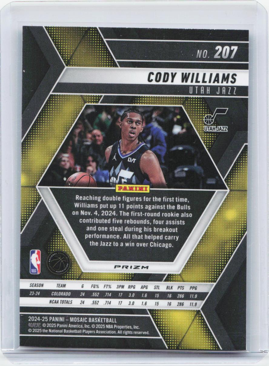2024-25 Panini Mosaic #207 Cody Williams Mosaic