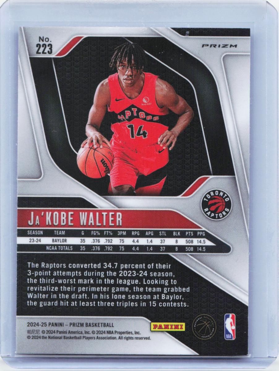 2024-25 Panini Prizm #223 Ja'Kobe Walter Prizms Silver