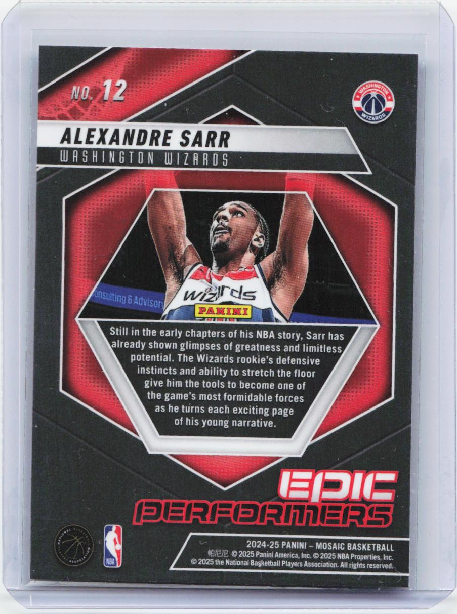 2024-25 Panini Mosaic #12 Alexandre Sarr Epic Performers