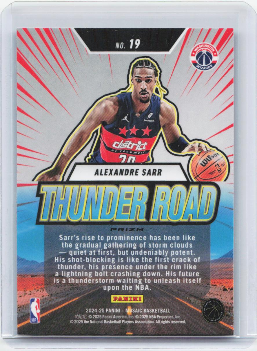 2024-25 Panini Mosaic #19 Alexandre Sarr Thunder Road Mosaic Green