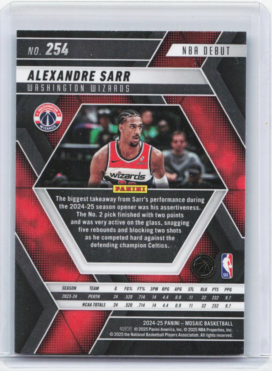 2024-25 Panini Mosaic #254 Alexandre Sarr