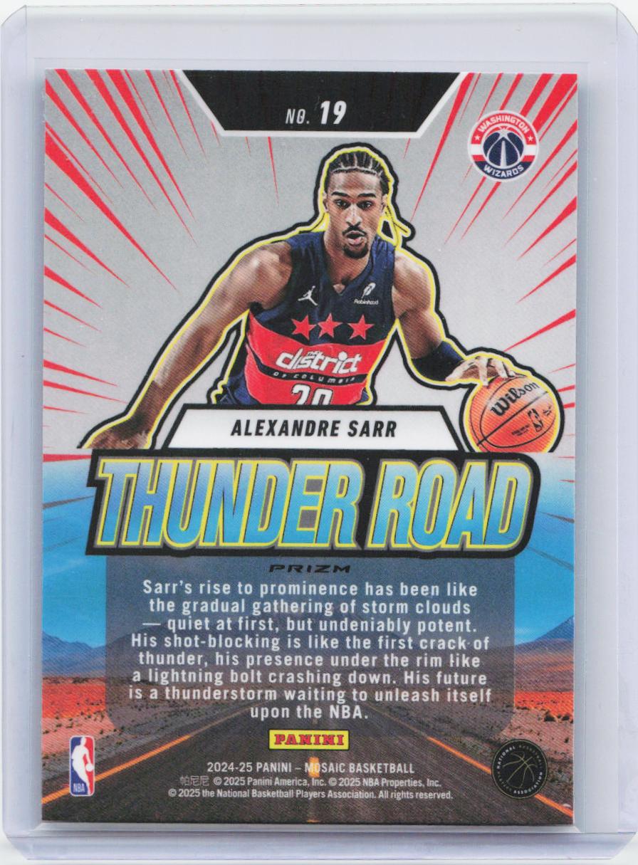 2024-25 Panini Mosaic #19 Alexandre Sarr Thunder Road Mosaic Green