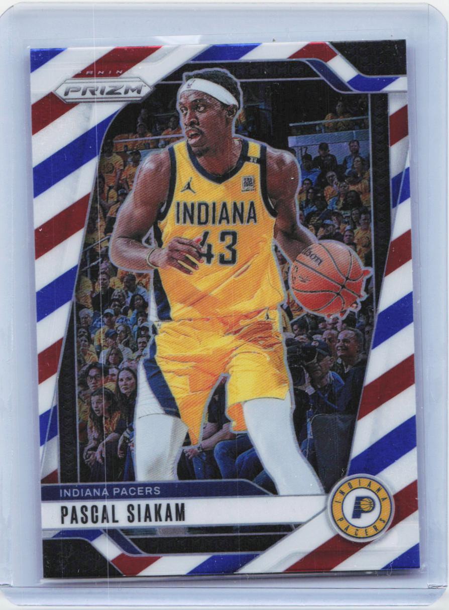 2024-25 Panini Prizm #62 Pascal Siakam Prizms Red White and Blue