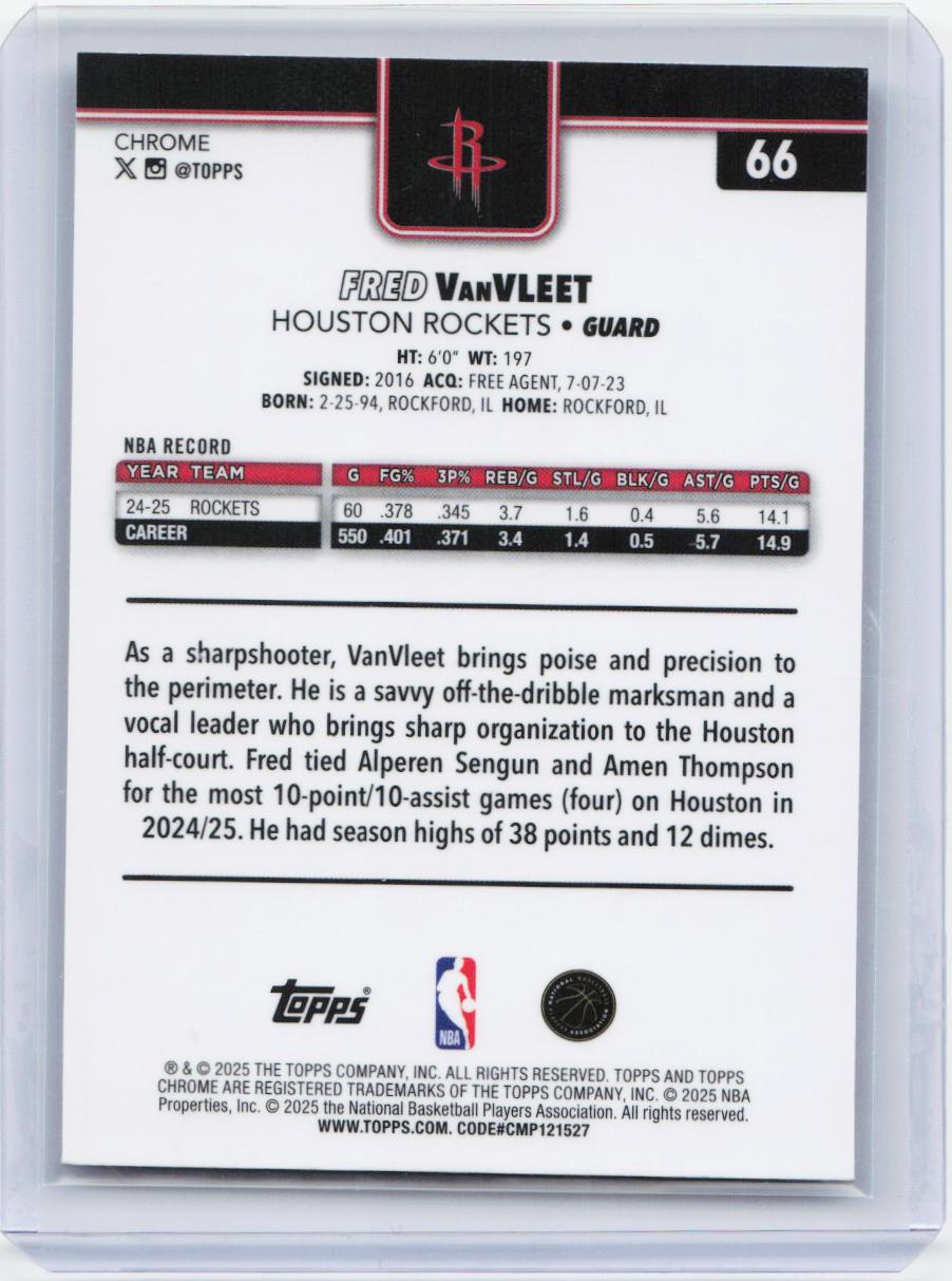 2025-26 Topps Chrome #66 Fred VanVleet Refractor