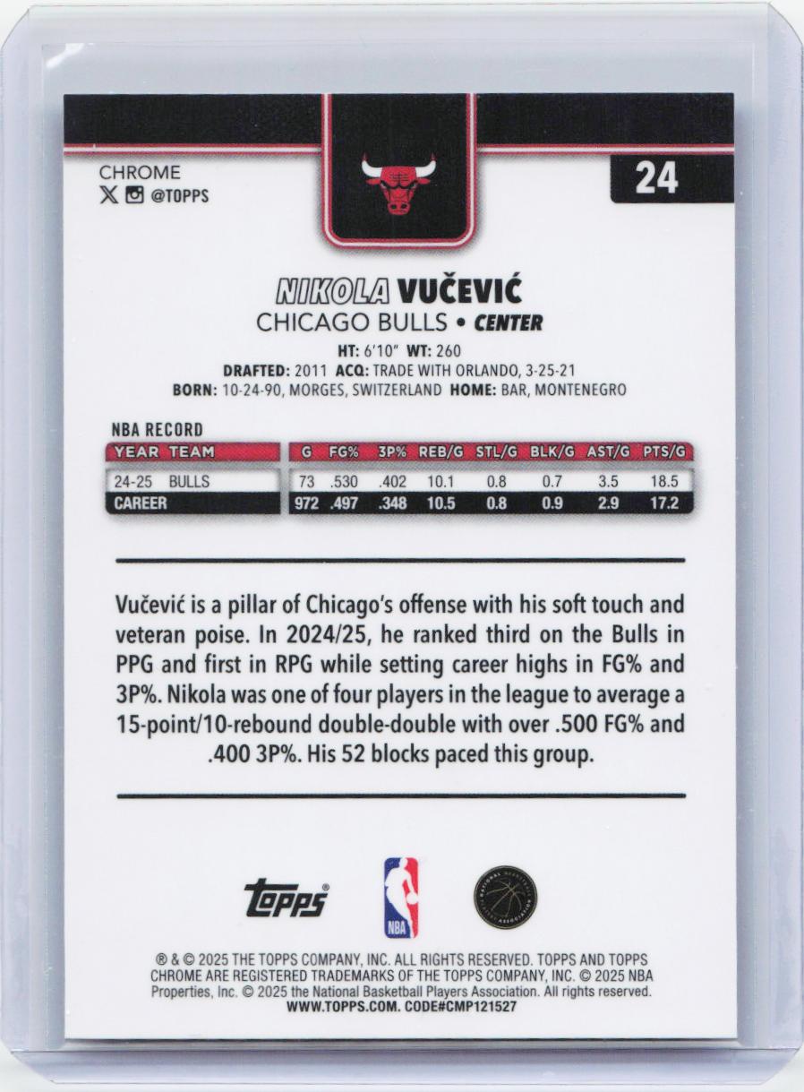 2025-26 Topps Chrome #24 Nikola Vučević Refractor