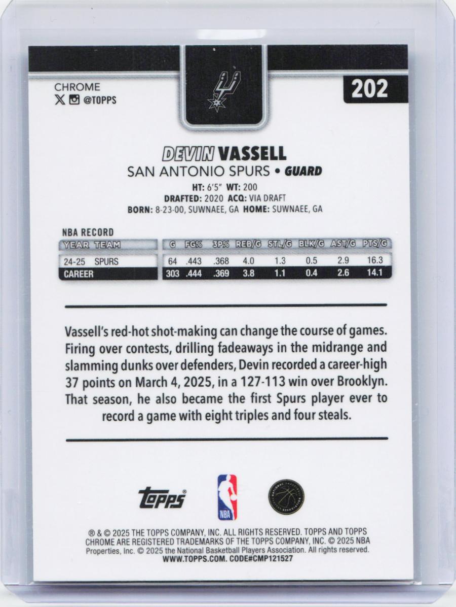 2025-26 Topps Chrome #202 Devin Vassell Pulsar Refractor