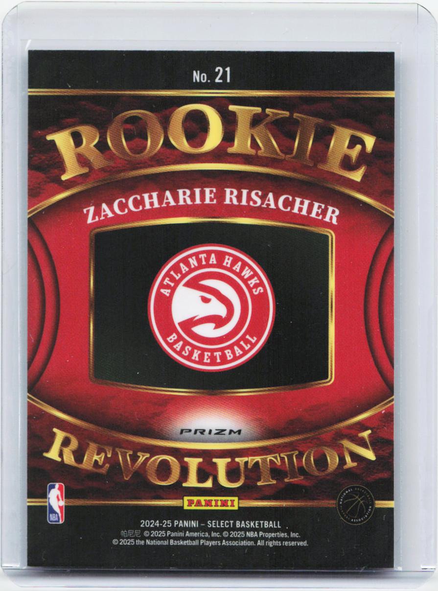 2024-25 Panini Select #21 Zaccharie Risacher Rookie Revolution Green Prizms