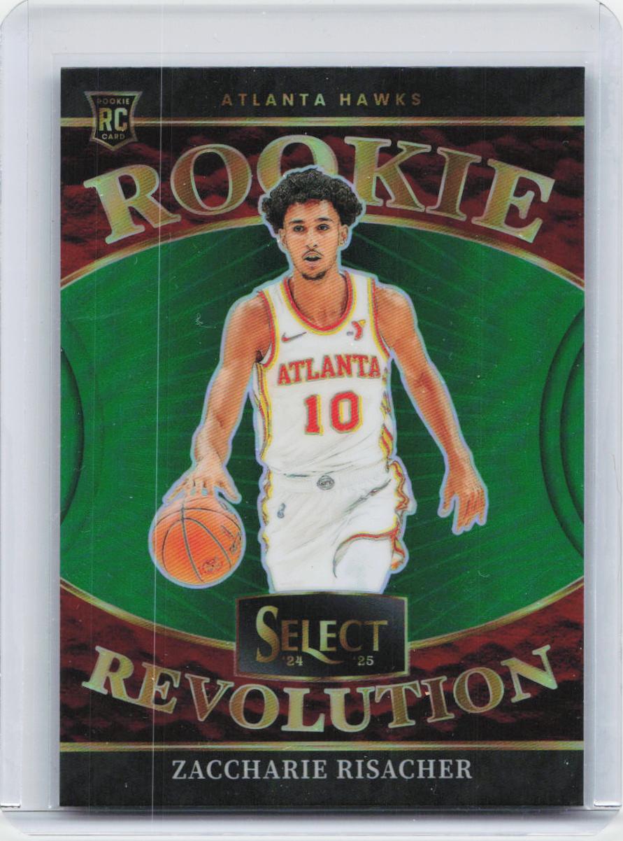 2024-25 Panini Select #21 Zaccharie Risacher Rookie Revolution Green Prizms