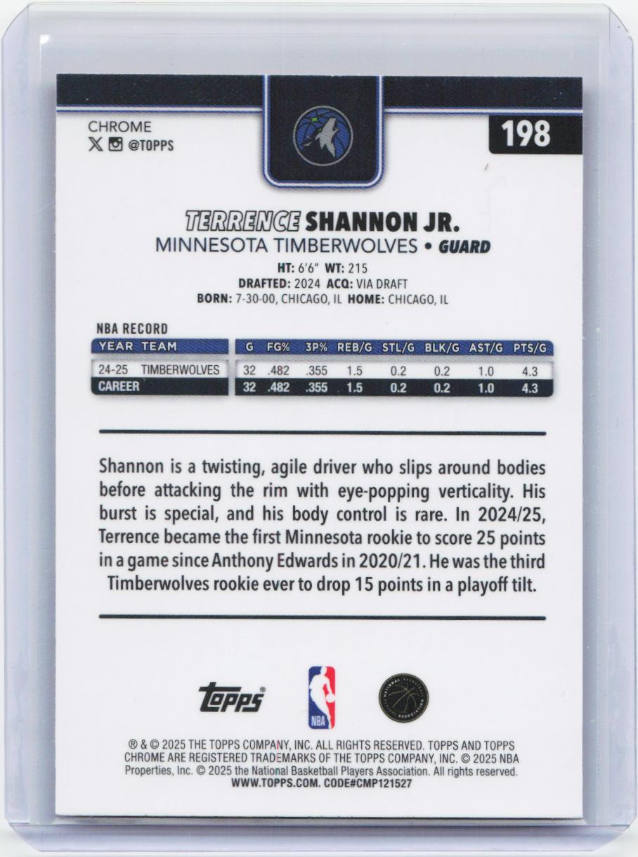 2025-26 Topps Chrome #198 Terrence Shannon Jr. Red White and Blue Refractor