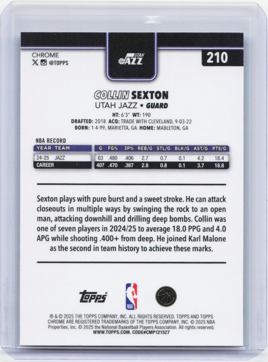 2025-26 Topps Chrome #210 Collin Sexton X-Fractor