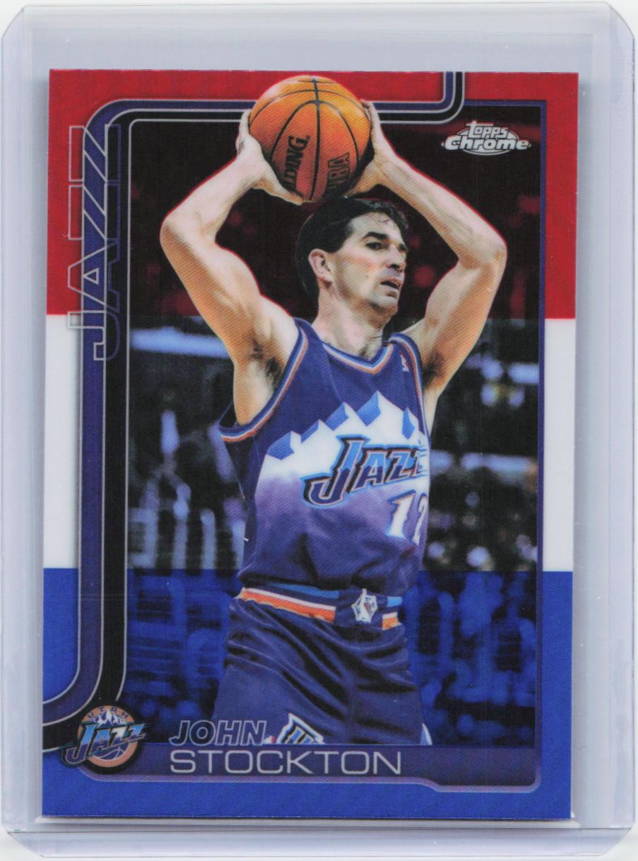 2025-26 Topps Chrome #250 John Stockton Red White and Blue Refractor