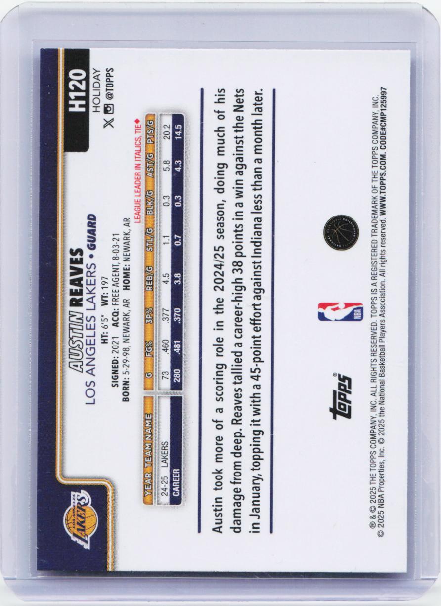 2025-26 Topps Holiday #H120 Austin Reaves Glitter Holiday