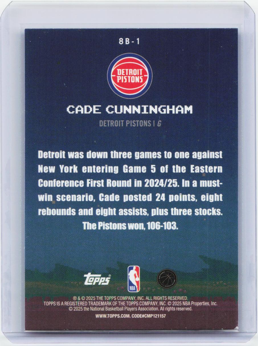 2025-26 Topps #8B-1 Cade Cunningham 8-Bit Ballers Holo Foil
