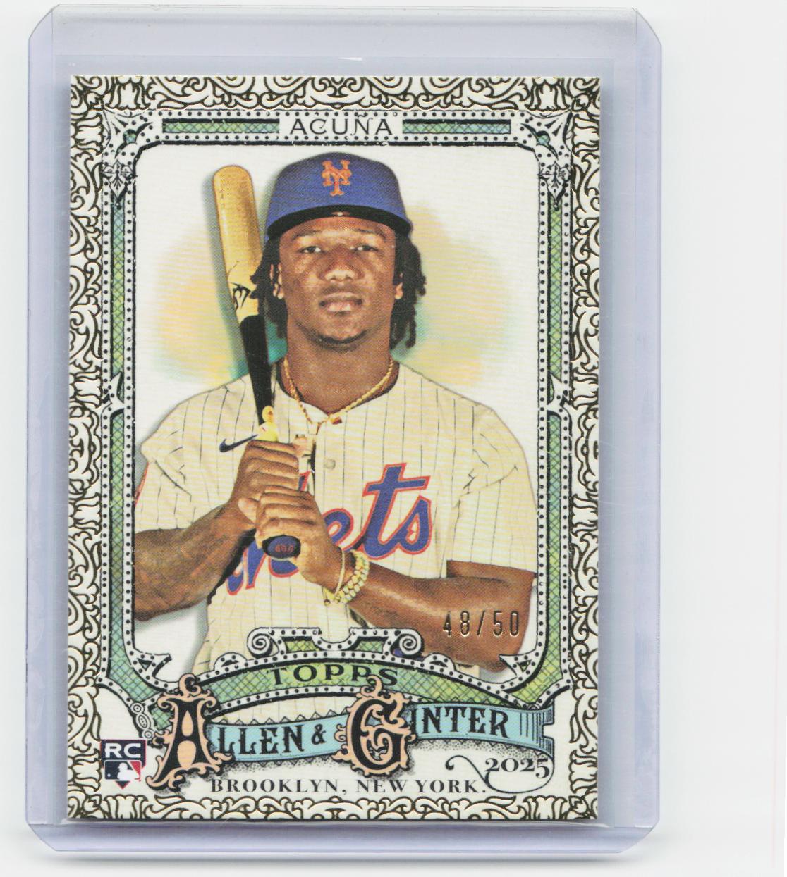 2025 Topps Allen & Ginter #107 Luisangel Acuña Foil Filagree Gold #/50