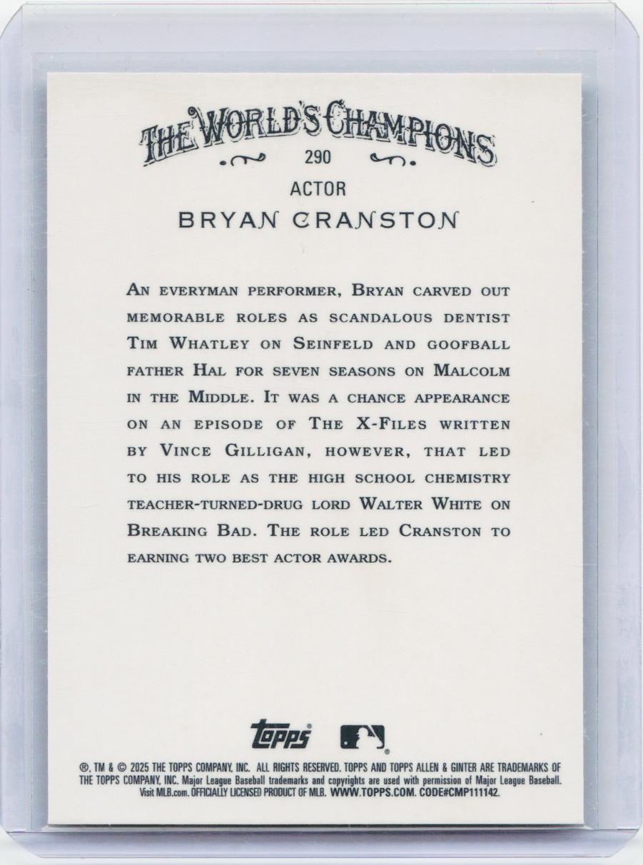 2025 Topps Allen & Ginter #290 Bryan Cranston Chrome X-Fractor