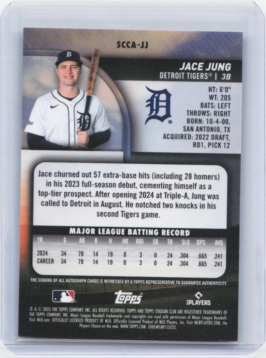 2025 Stadium Club #SCBA-JJ Jace Jung Base Autographs