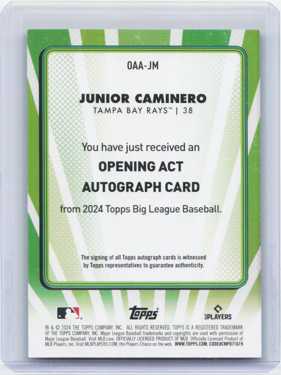 2024 Topps Big League #OAA-JM Junior Caminero Opening Act Autographs