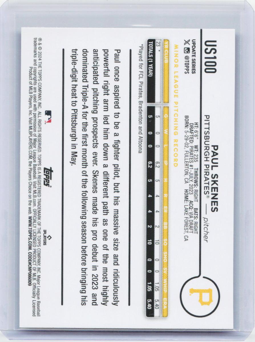 2024 Topps Update #US100 Paul Skenes