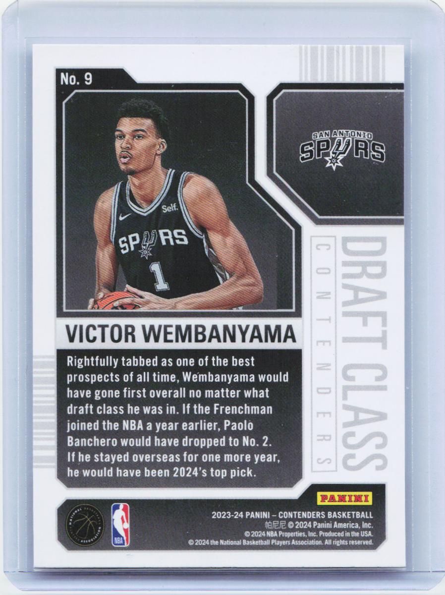 2023-24 Panini Contenders #9 Victor Wembanyama 2023 Draft Class Contenders
