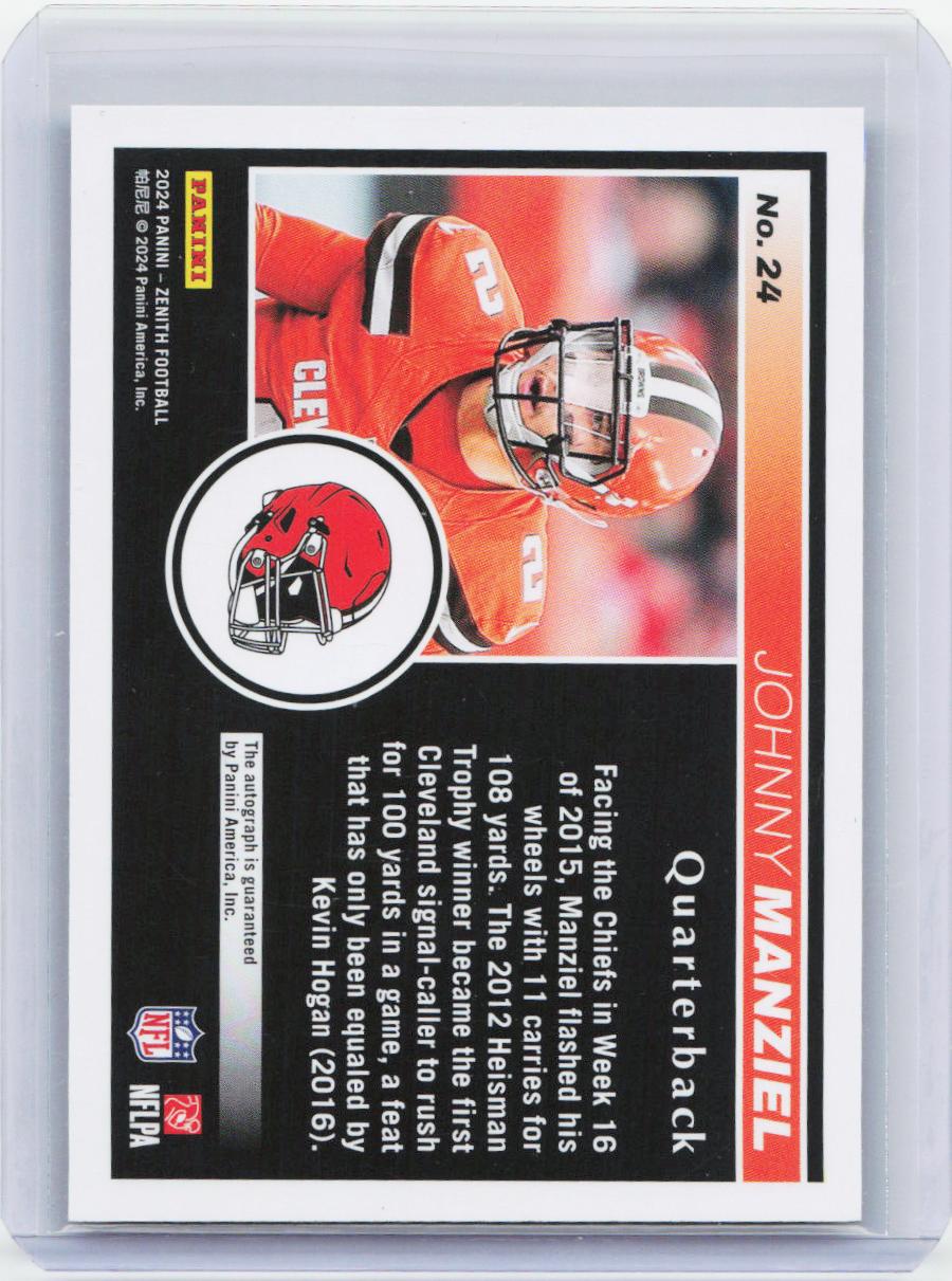 2024 Panini Zenith #24 Johnny Manziel Autographs Two Minute Drill