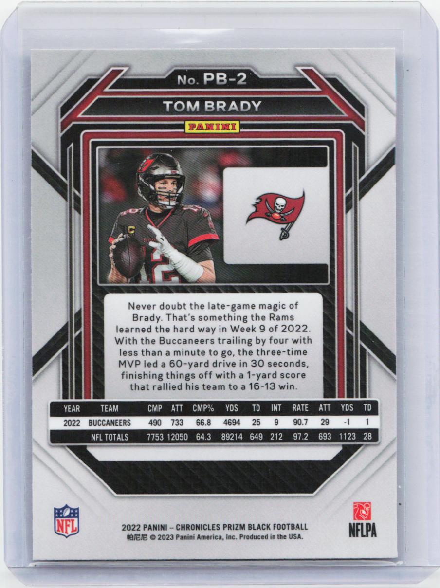 2022 Panini Chronicles #PB-2 Tom Brady Prizm Black