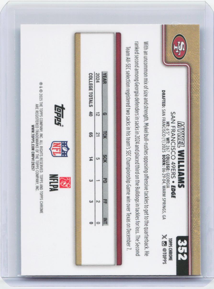 2025 Topps Chrome #352 Mykel Williams