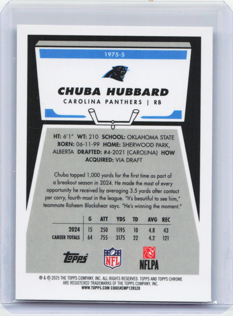 2025 Topps Chrome #1975-5 Chuba Hubbard 1975 Topps