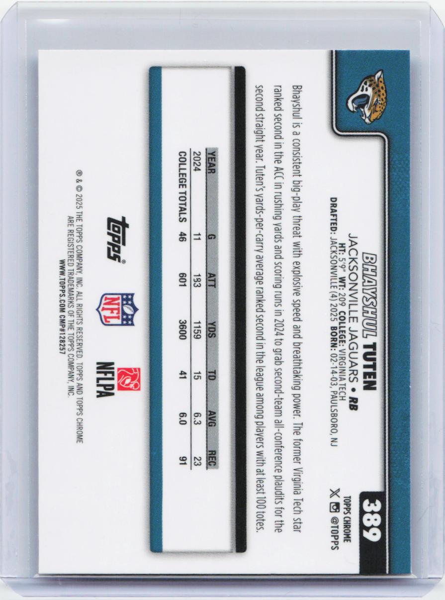 2025 Topps Chrome #389 Bhayshul Tuten