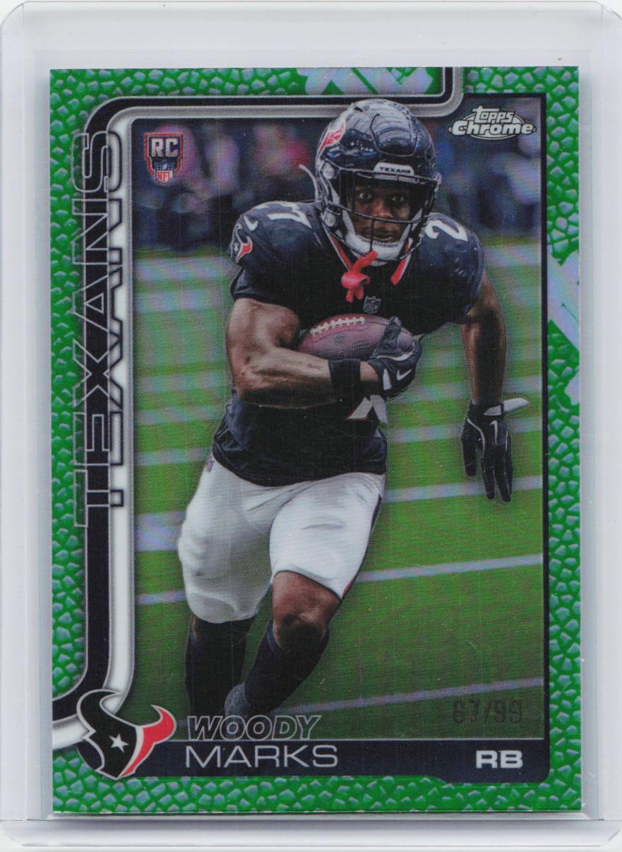 2025 Topps Chrome #372 Woody Marks Football Leather Green #/99