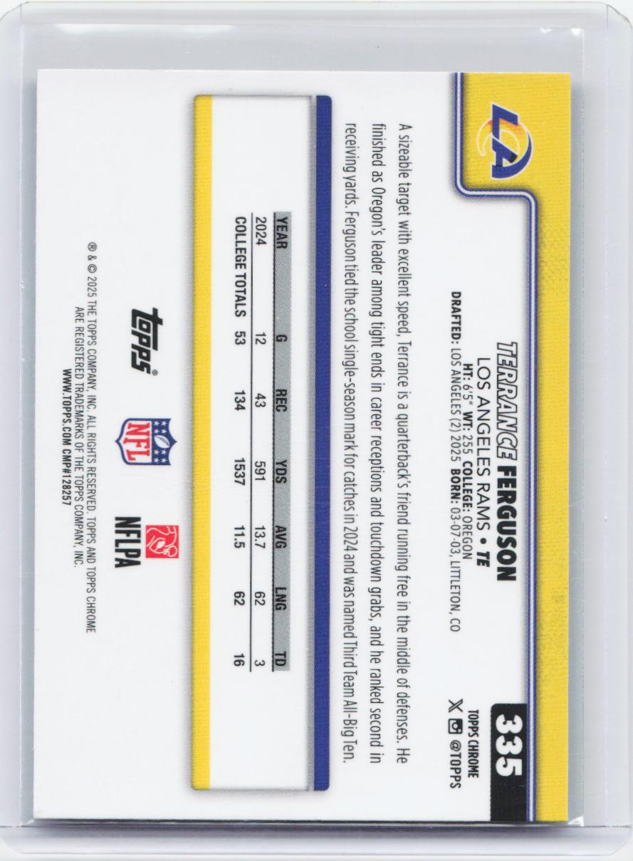 2025 Topps Chrome #335 Terrance Ferguson Football Leather Refractor