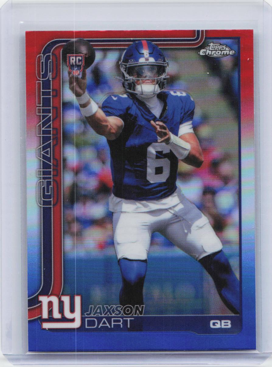 2025 Topps Chrome #306 Jaxson Dart Red White and Blue Refractor